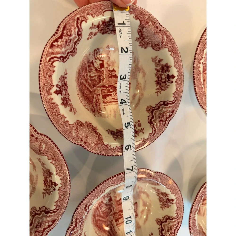 Johnson Brothers Old Britain Castles Pink Fruit Bowls Set of 5 Denbigh Castle